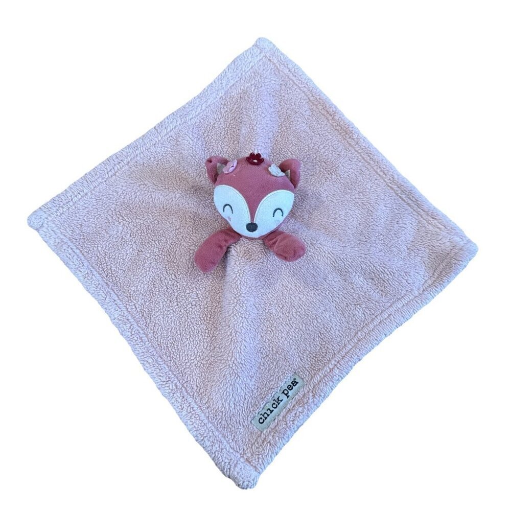 Chick Pea Fox Security Blanket Baby Pink Flowers Fleece Plush Lovey